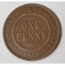 AUSTRALIA 1919 . ONE 1 PENNY . VARIETY . DOT BELOW